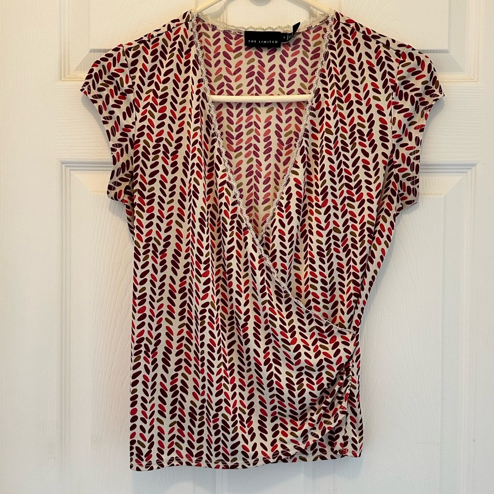 The Limited vintage patterned faux wrap shirt, size small